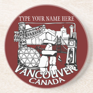 En Grès Dessous de verre souvenir de Vancouver Cadeaux per