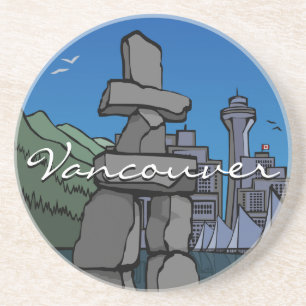 En Grès Dessous de verre Souvenir de Vancouver Inukshuk Ci