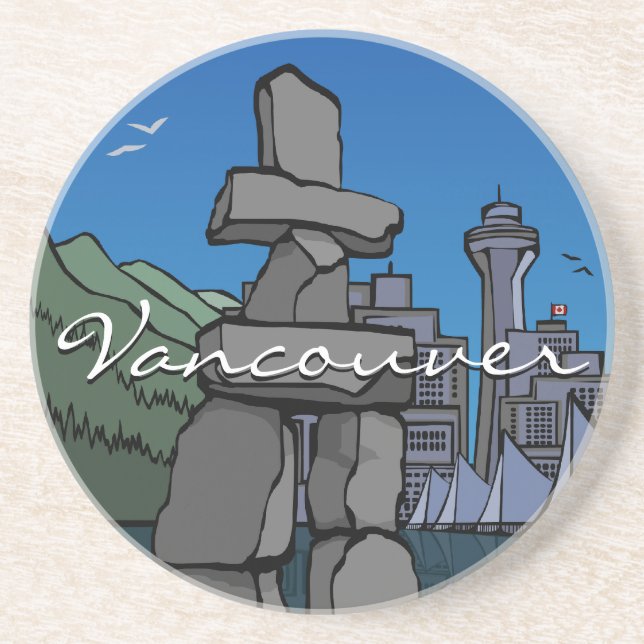 En Grès Dessous de verre Souvenir de Vancouver Inukshuk Ci (Devant)