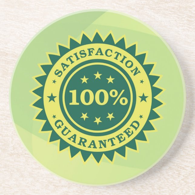 En Grès dessous de verre Sticker 100% Satisfaction Garanti (Devant)