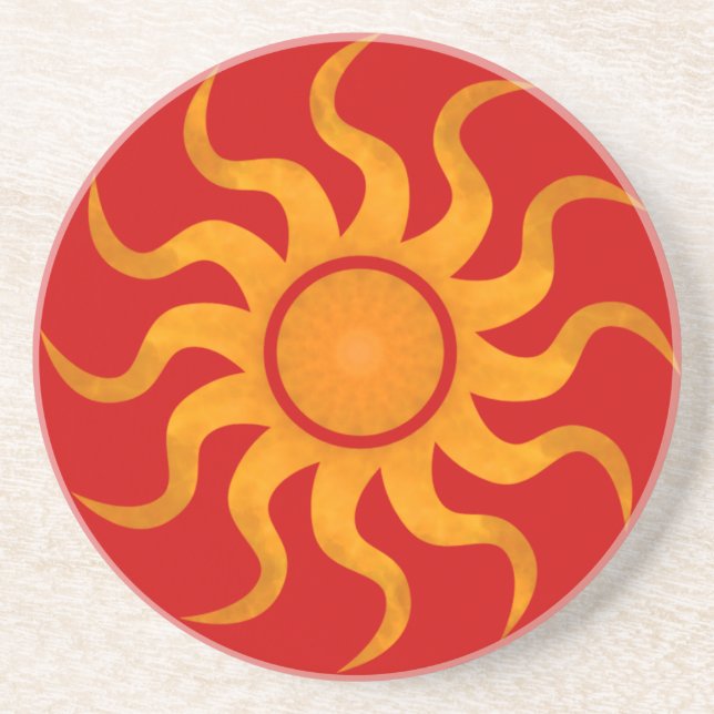En Grès Dessous de verre Sun 6 - Arrière - plan rouge (Devant)