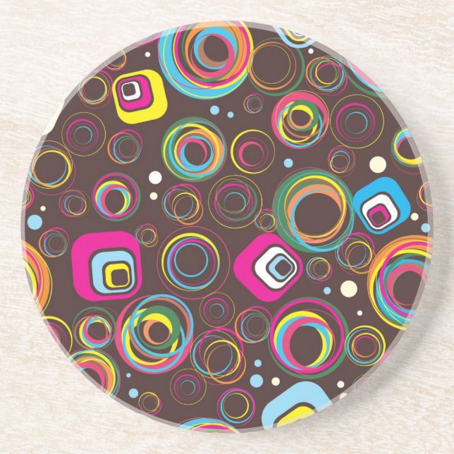 En Grès dessous de verre Super 1970 Retro Circle Carré 195 (Devant)