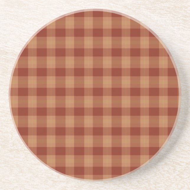 En Grès Dessous de verre Tartan Brun (Devant)