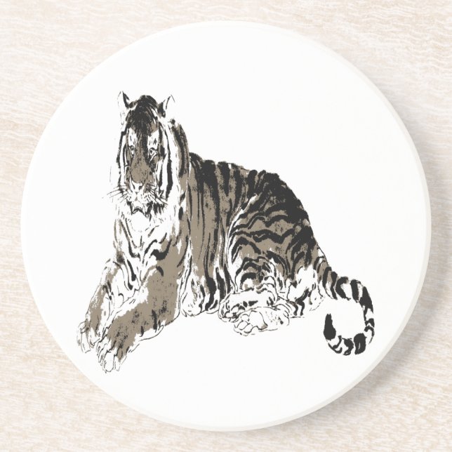En Grès Dessous de verre Tigre relaxant (Devant)