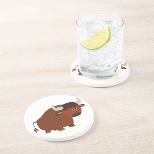 En Grès Dessous de verre timides mignons de Taureau de