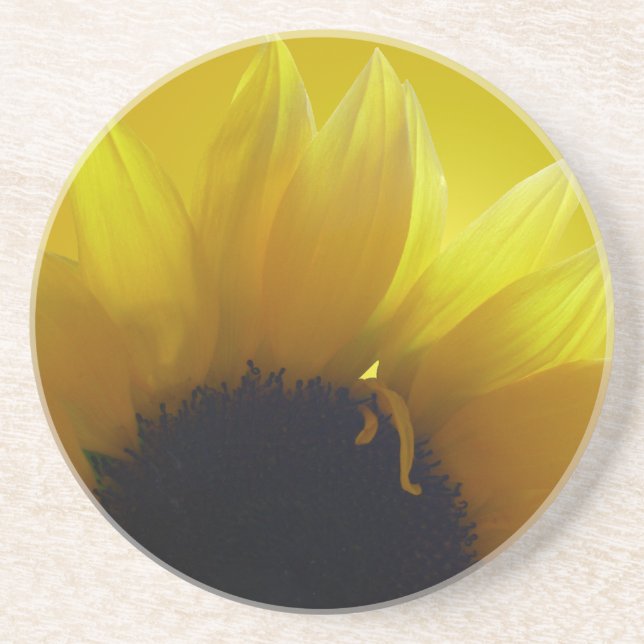 En Grès Dessous de verre Tournesol Cadeaux de fleur jaune  (Devant)