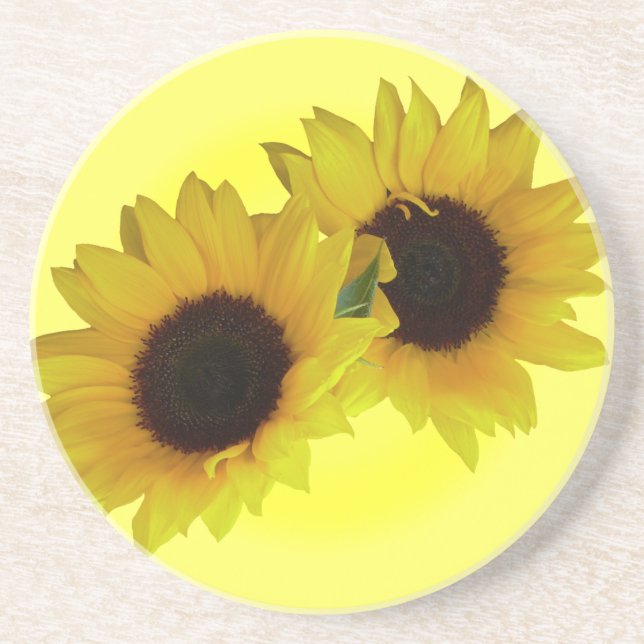En Grès Dessous de verre Tournesol Cadeaux de Fleur Jaune  (Devant)