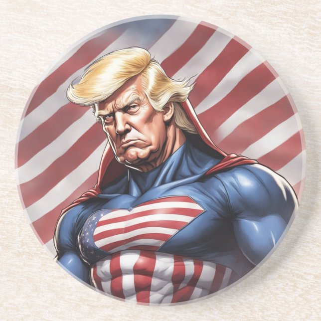 En Grès Dessous de verre Trump Epic Superhero (Devant)