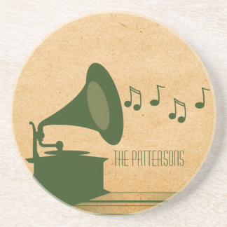 En Grès Dessous de verre vert Vintage de Gramophone