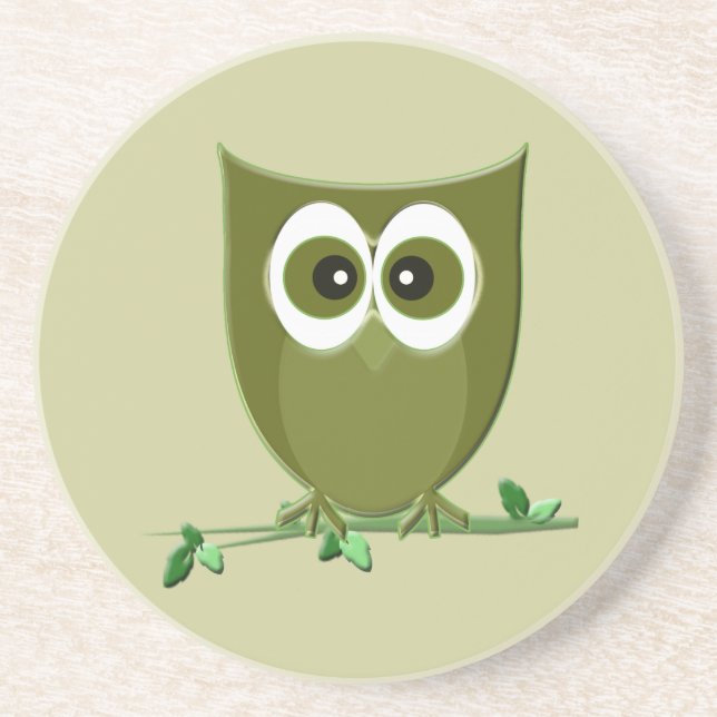 En Grès Dessous de verre verts de hibou (Devant)