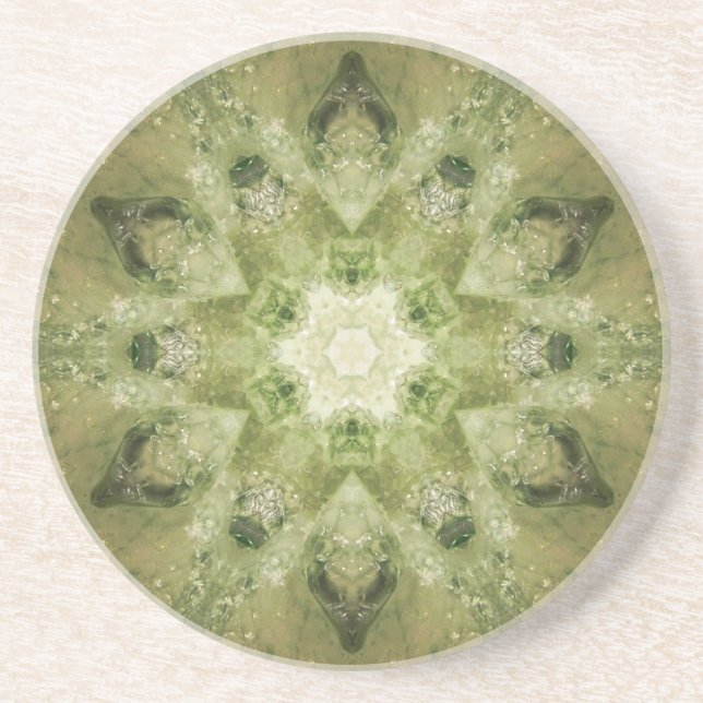 En Grès Dessous de verre verts de mandala (Devant)