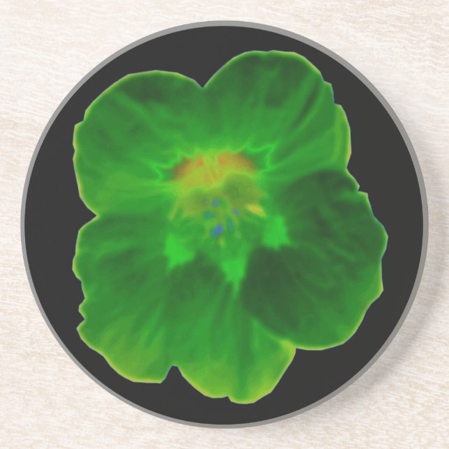 En Grès Dessous de verre verts de Nasturtium (Devant)