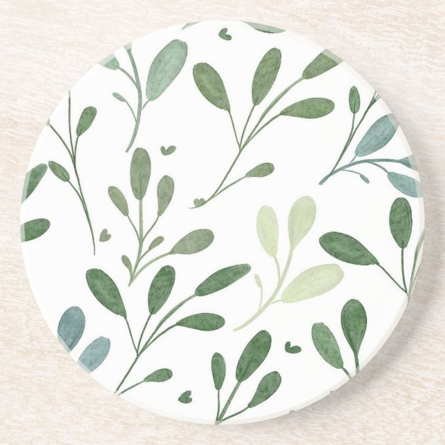 En Grès Dessous de verre verts feuillus (Devant)
