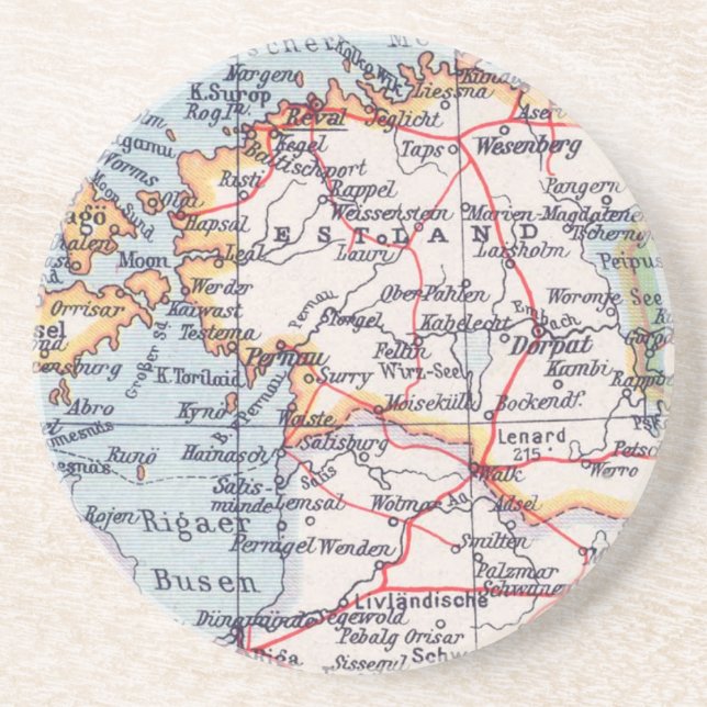 En Grès Dessous de verre vintages de carte (Devant)