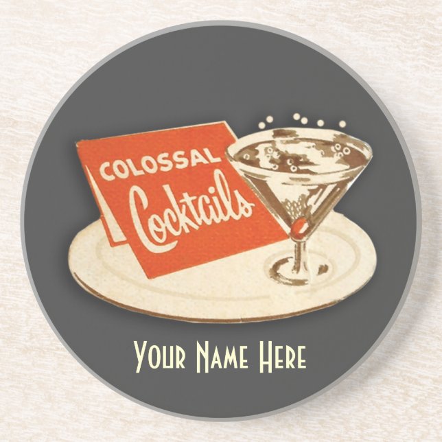 En Grès Dessous de verre vintages de cocktail (Devant)