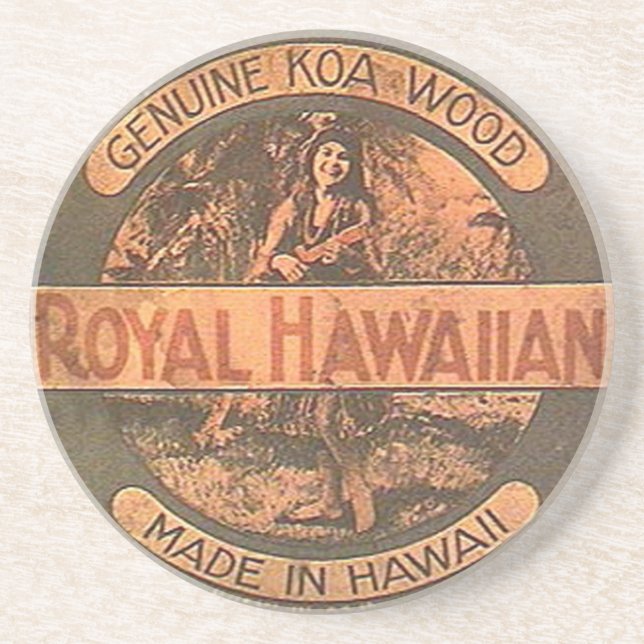 En Grès Dessous de verre vintages d'étiquette d'ukulélé (Devant)