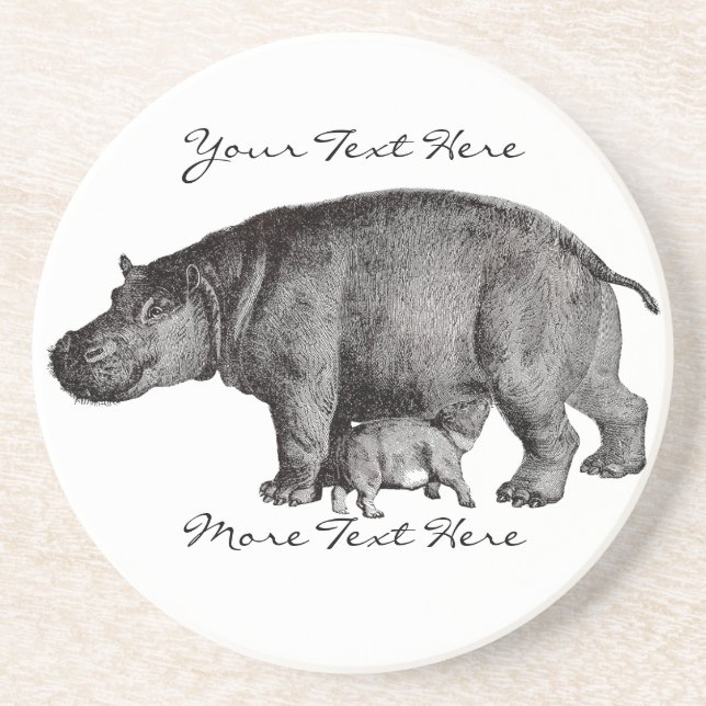 En Grès Dessous de verre vintages d'hippopotame (Devant)