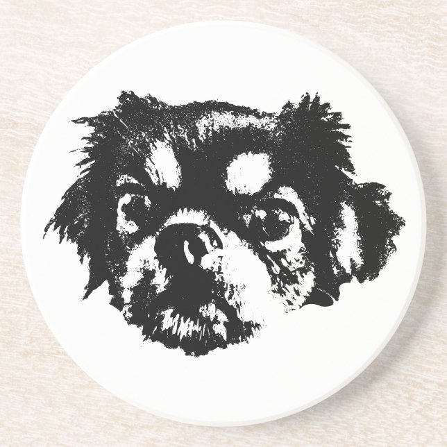 En Grès Dessous de verre visage de Chihuahua – Dessin à l' (Devant)