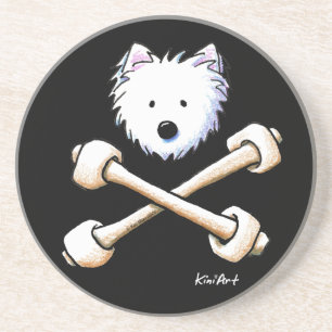 En Grès Dessous de verre Westie & Crossbones