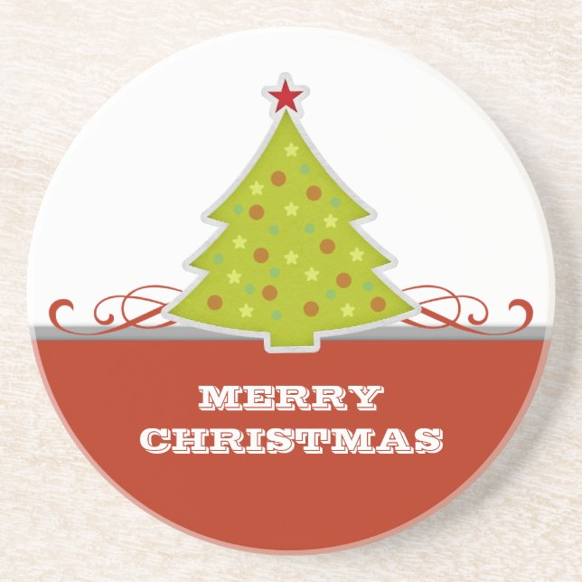 En Grès Dessous de verre Whimsical Christmas Tree (Devant)