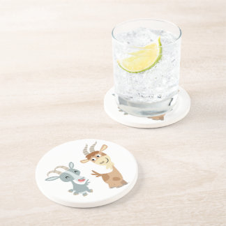 En Grès Deux Dessous de verre de chèvres caricaturales agr