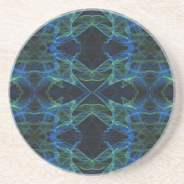 En Grès Divers série-16 — Dessous de verre noir bleu vert  (Devant)