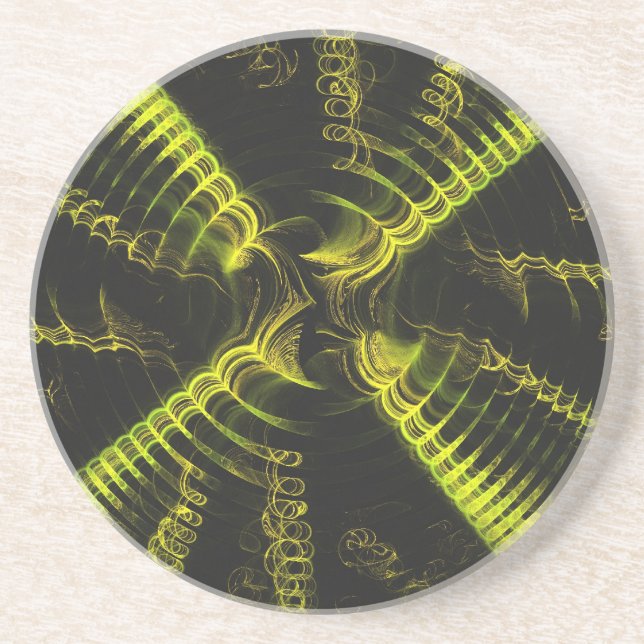 En Grès Divers série-18— jaune Dessous de verre jaune 1 de (Devant)