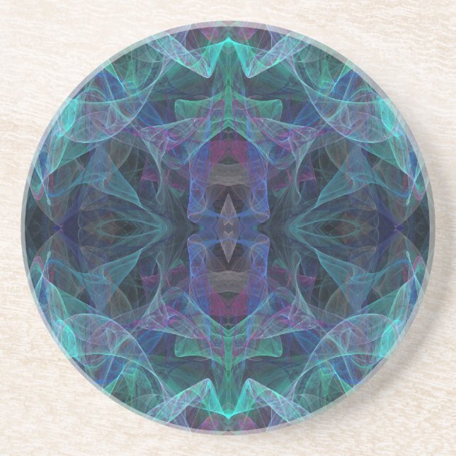 En Grès Divers série-28 : Dessous de verre noir Turquoise  (Devant)