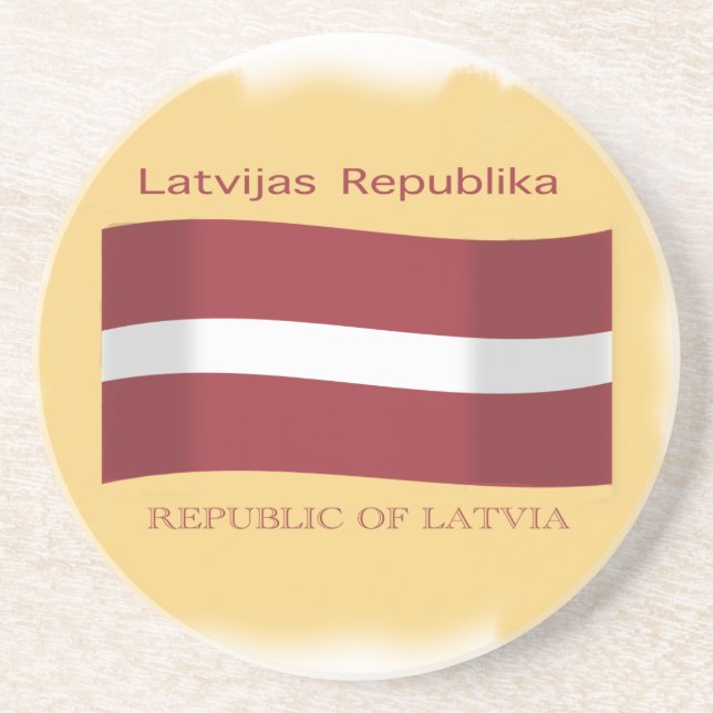 En Grès Drapeau des dessous de verre de la Lettonie (Devant)