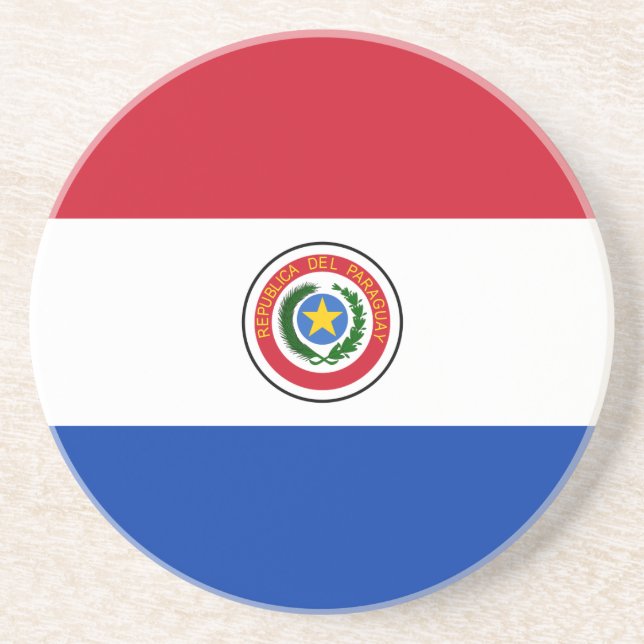 En Grès Drapeau du Dessous de verre paraguayen (Devant)