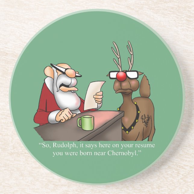 En Grès Drôle Reindeer Humour de vacances Dessous de verre (Devant)
