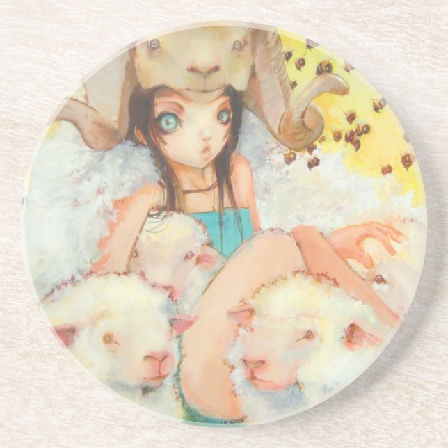 En Grès Elle dessous de verre de enfoncement d'abeille (Devant)