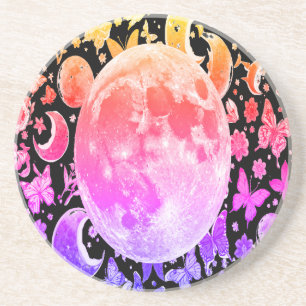 En Grès Ensemble de Dessous de verre de phase de lune cosm