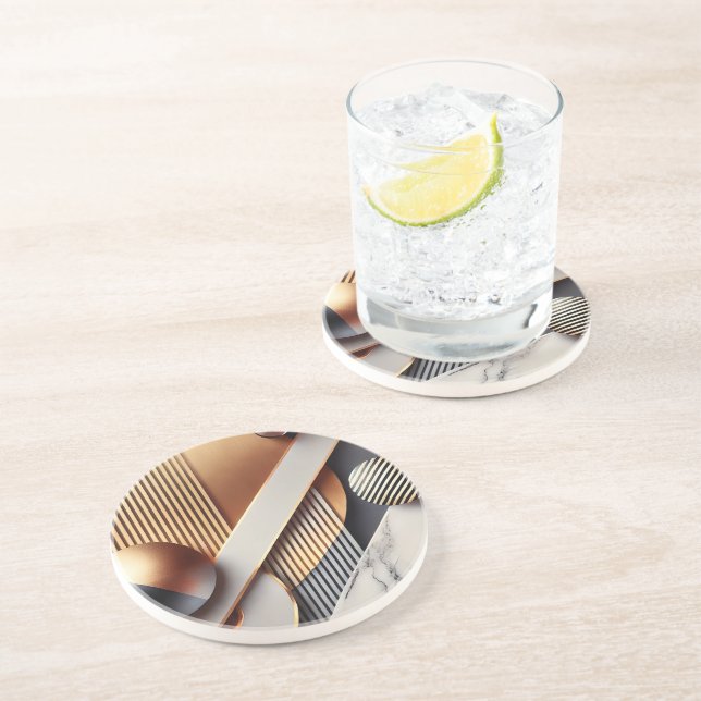 En Grès Ensemble élégant de Dessous de verre géométriques  (Côté)