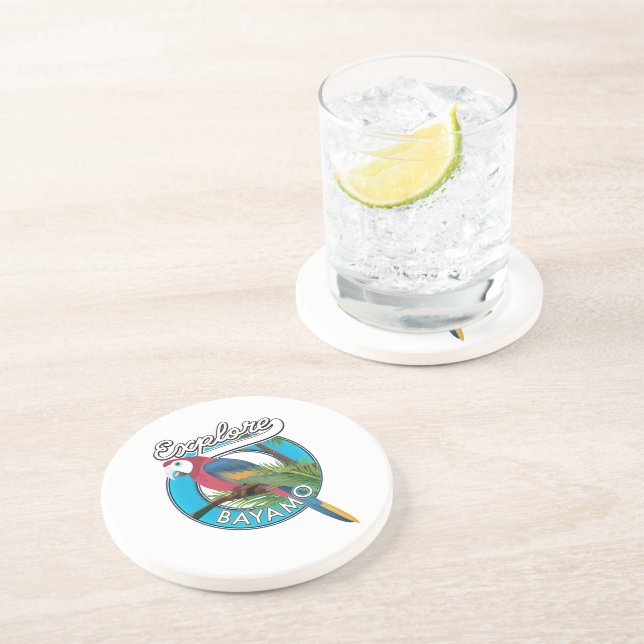 En Grès Explorer Hawaii logo rétro dessous de verre (Côté)