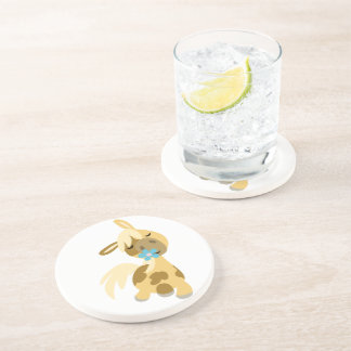 En Grès Fleur bleue et joli Dessous de verre de caricature