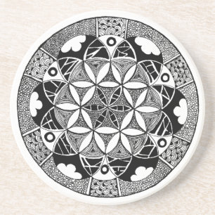En Grès Fleur de frontière de blanc de dessous de verre d
