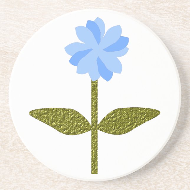 En Grès Fleur marguerite Joli Dessous de verre Bleus (Devant)