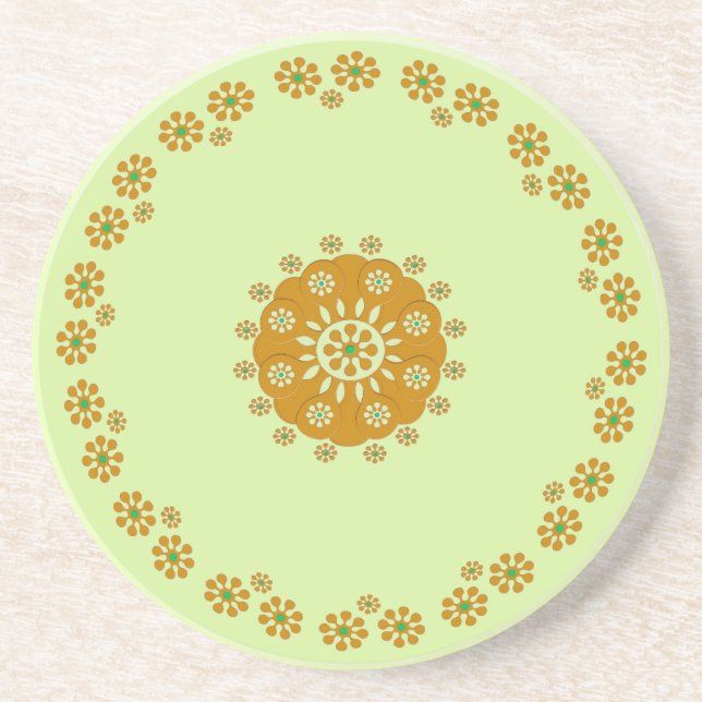En Grès Fleur minuscule, dessous de verre verts Brown (Devant)