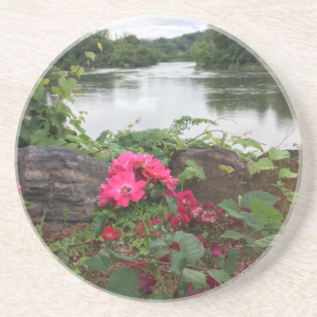 En Grès Fleur par les dessous de verre de rivière (Devant)