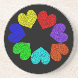 En Grès Floral Rainbow Love Hearts Dessous de verre