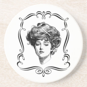 En Grès Gibson Girl Vintage Art Dessous de verre
