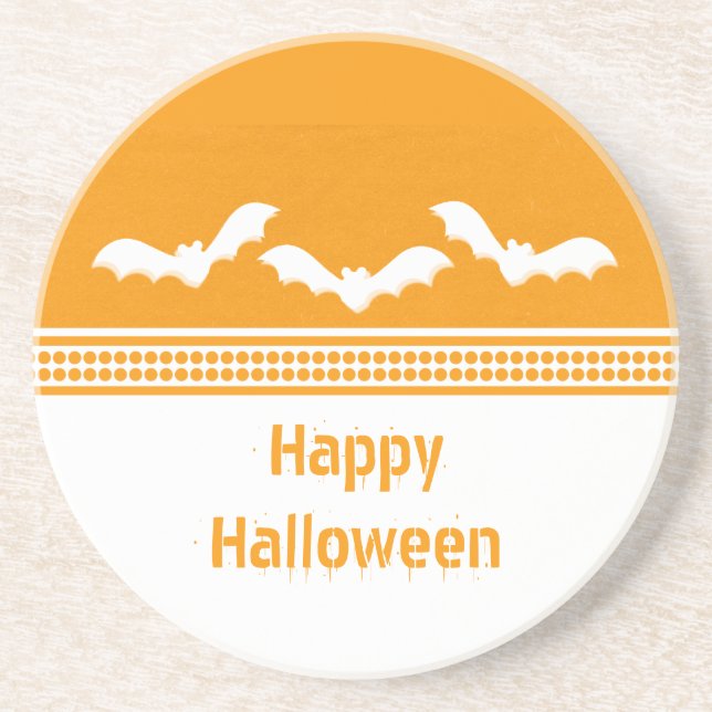 En Grès Gone Batty Dessous de verre d'Halloween, orange et (Devant)