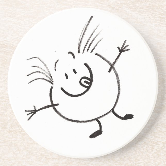 En Grès Goofy Doodle Guy Dessous de verre (Devant)