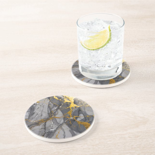 En Grès Graphite moderne tendance Gris et Dessous de verre (Côté)