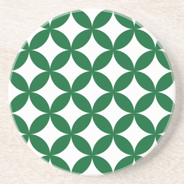 En Grès Green Shippo Dessous de verre rond - japonais trad (Devant)