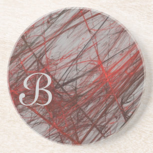 En Grès Grunge fractale série-1 — dessous de verre rouge—1
