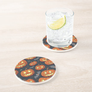 En Grès Haunted Halloween Dessous de verre avec chauves-so