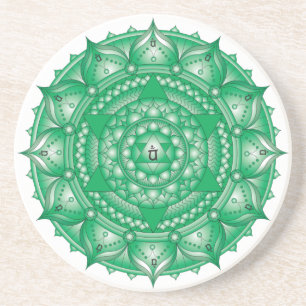 En Grès Heart Chakra Light Dessous de verre Mandala