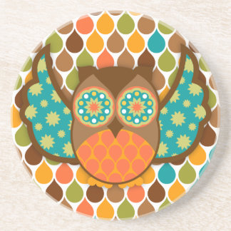 En Grès Hibou Boheme Teal et dessous de verre Brown de